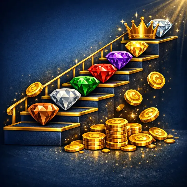 برنامج ولاء 1xBet VIP بثمانية مستويات واسترداد نقدي متدرج